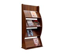 FZL02068LM Soporte para revistas Revistero de pie, expositor información madera, almacenamiento publicitario, revistero suelo for periódicos Decorativo(Walnut)