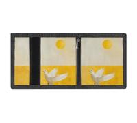 FZMVSQH A White Dove Flies By - Cartera minimalista de triple pliegue para hombre, billeteras con bloqueo RFID, 8 tarjeteros, 1 bolsillo para notas, bolsillo para monedas y ventana de identificación