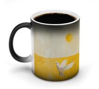 FZMVSQH A White Dove Flies By Magic - Taza de café personalizada que cambia de color, sensible al calor, con asa, taza de cerámica divertida para té, leche, cacao