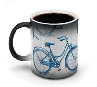FZMVSQH Blue Bicycle - Taza de café mágica personalizada que cambia de color, sensible al calor, con asa, taza de cerámica divertida para té, leche, cacao