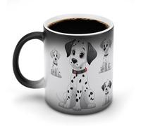 FZMVSQH Bonita taza de café mágica dálmata, taza personalizada que cambia de color, sensible al calor, tazas de café con asa de 325 ml, taza de cerámica divertida para té, leche, cacao