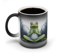 FZMVSQH Divertida taza de café mágica de rana de yoga, taza de café personalizada que cambia de color, sensible al calor, tazas de café con asa de 325 ml, taza de cerámica divertida para té, leche