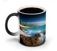 FZMVSQH Hawaii Beach - Taza de café mágica personalizada que cambia de color, sensible al calor, con asa, taza de cerámica divertida para té, leche, cacao