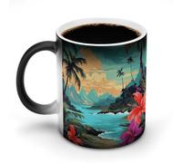 FZMVSQH Hello Hawaii - Taza de café mágica personalizada que cambia de color, sensible al calor, con asa, taza de cerámica divertida para té, leche, cacao