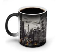 FZMVSQH Love from New York - Taza de café mágica personalizada que cambia de color, sensible al calor, con asa, taza de cerámica divertida para té, leche, cacao