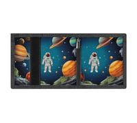 FZMVSQH Outer Space Rocket Astronaut - Cartera minimalista para hombre, billetera de triple pliegue para hombres, billeteras con bloqueo RFID, 8 tarjeteros, 1 bolsillo para billetes y ventana para