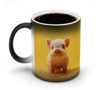FZMVSQH Piggy Is Jumping Magic - Taza de café personalizada que cambia de color, sensible al calor, con asa, taza de cerámica divertida para té, leche, cacao