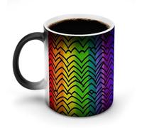 FZMVSQH - Taza de café mágica con diseño de arco iris, que cambia de color, sensible al calor, con asa, taza de cerámica divertida para té, latte, leche/cacao