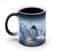 FZMVSQH Taza de café mágica con diseño de pingüino de la Antártida, taza personalizada que cambia de color, sensible al calor, con asa, taza de cerámica divertida para té, leche, cacao