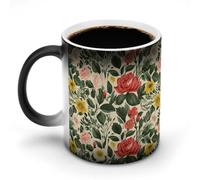 FZMVSQH Taza de café mágica con diseño de rosas, personalizada, que cambia de color, sensible al calor, con asa, taza de cerámica divertida para té, leche, cacao