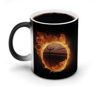 FZMVSQH Taza de café mágica con imágenes de baloncesto ardiente, taza de café personalizada que cambia de color, sensible al calor, tazas de café con asa de 325 ml, taza de cerámica divertida para té