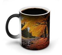 FZMVSQH Taza de café mágica de colores otoñales, taza de café personalizada que cambia de color, sensible al calor, tazas de café con asa, tazas de cerámica divertida para té, leche, cacao