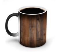 FZMVSQH - Taza de café mágica de madera café con cambio de color, sensible al calor, cambiante de calor, con asa, tazas de cerámica divertida para té, latte, leche/cacao