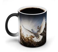 FZMVSQH - Taza de café mágica de paloma blanca que vuela en el sol, taza de café personalizada, que cambia de color, sensible al calor, con asa, tazas de 11 onzas, taza de cerámica divertida para té