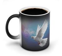 FZMVSQH Taza de café mágica de paloma de la paz, taza personalizada que cambia de color, sensible al calor, tazas de café con asa de 325 ml, taza de cerámica divertida para té, leche, cacao