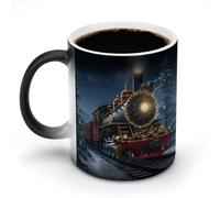 FZMVSQH Taza de café mágica de tren de Navidad, taza personalizada que cambia de color, sensible al calor, tazas de café con asa, tazas de cerámica divertidas para té, leche, cacao