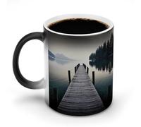 FZMVSQH Wood Jetty And Calm Lake Magic - Taza de café personalizada que cambia de color, sensible al calor, tazas de café con asa de 325 ml, taza de cerámica divertida para té, leche, cacao