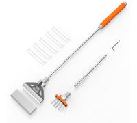 FZONE Rascador de Algas para Acuarios de Vidrio, Longitud Desmontable de 19'' a 26'', Kit de Limpieza 2 en 1 con Cabezal de Cepillo y 5 Cuchillas de Acero Inoxidable