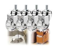 FZQSXAZU 4 Ruedas giratorias de vástago, Ruedas Resistentes para Muebles con Ruedas de Goma Transparente, diámetro de la Rueda: 50 mm, Peso de Carga (Individual): 25 kg, Rosca de 8 mm (Tama