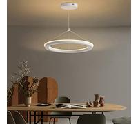 FZQSXAZU Anillo LED de Madera Moderno, lámpara Colgante Japonesa de 1 luz, lámpara de Techo Circular contemporánea Regulable para Isla de Cocina, Sala de Estar y Comedor - B 50x50x