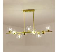 FZQSXAZU Lámpara Colgante Lineal Sputnik 9 Luces, de Cristal, Metal Dorado y latón Cepillado, con diseño de molécula mágica, para Dormitorio, Sala de Estar y Pasillo (Pantalla t