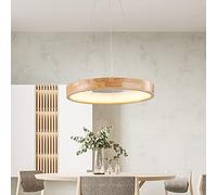 FZQSXAZU Lámpara de araña Moderna de Madera con Anillo LED, lámpara Colgante Japonesa de 1 luz, lámpara de Techo Circular Regulable contemporánea para Isla de Cocina, Sala de Estar y Comedo
