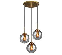 FZQSXAZU Lámparas Colgantes Vintage de Metal latón, Conjunto con 3 Bolas de Cristal, lámpara de Techo Colgante para Isla, Loft, Bar, luminaria de Estilo Industrial en Color Gris es