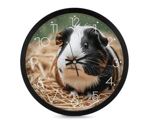 FZQVSGW Bonito reloj de pared silencioso de conejillos de indias, reloj decorativo sin tictac, espejo de cristal + cuerpo de lujo ligero de 10 pulgadas