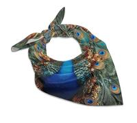 FZQVSGW Bufanda de seda para la cabeza de los antiguos egipcios para mujer, bufanda cuadrada pequeña, pañuelo ligero, pavo real elegante, 46 cmx46 cm