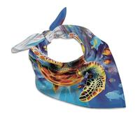 FZQVSGW Bufanda de seda para la cabeza de los antiguos egipcios para mujer, bufanda cuadrada pequeña, pañuelo ligero, Colorida tortuga marina_77697424, 46 cmx46 cm