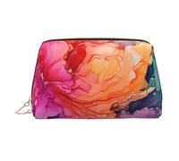 FZQVSLCM Bolsa de maquillaje de viaje, bolsa de maquillaje impermeable para bolso, bolsa de aseo de cuero para mujer, organizador de cosméticos coloridos, bolsa de maquillaje de pintura de acuarela