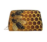 FZQVSLCM Bolsa de maquillaje de viaje, bolsa de maquillaje impermeable para bolso, bolsa de aseo de cuero para mujer, bolsa de cosméticos organizadora de abejas en colmena, bolsa de maquillaje con