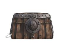 FZQVSLCM Bolsa de maquillaje de viaje, bolsa de maquillaje impermeable para bolso, bolsa de aseo de cuero para mujer, bolsa de cosméticos, organizador de madera, castillo de pared, puerta de metal