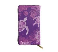 FZQVSLCM Cartera de piel para mujer, diseño de tortuga marina hawaiana, color morado, monedero largo, ultrafino, tarjetero plegable