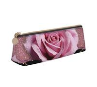 FZQVSLCM Estuche de cuero para bolígrafos, bolsa de maquillaje de viaje, bolsa de aseo con purpurina rosa, bolsa de cosméticos portátil