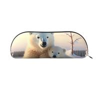 FZQVSLCM Estuche de piel para lápices, bolsa de maquillaje de viaje, bolsa de aseo con bonitos osos polares, bolsa de cosméticos portátil, monedero, Silver, Talla única