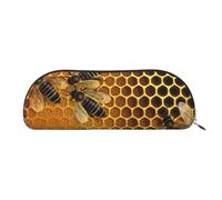 FZQVSLCM Estuche de piel para lápices, bolsa de maquillaje de viaje, bolsa de aseo de abejas en colmena, bolsa de cosméticos portátil, monedero, Gold, Talla única