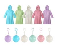 FZSECRIU 6 pedazo chubasqueros desechables coloreado，poncho impermeable（Altura 150-185 cm），chubasquero plegable，poncho chubasquero，poncho lluvia mujer，poncho impermeable mujer
