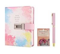 FZSECRIU Diario para niñas, diario con cerradura, con candado para niñas，diario personal con 256 páginas anti-manchas (14x18.3cm)，40 pegatinas de mariposas (20 diseños) + bolígrafo rosa de metal