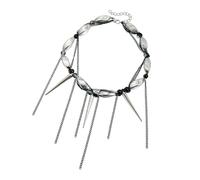 fztonk Collar de cuentas en espiral cónico, diseño oscuro, joyería con detalle de flecos, cómodo para el uso diario, collar estético oscuro