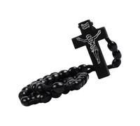 fztonk Collar de rosario de madera natural con cuentas lisas y cruces de detalle para adultos y adolescentes para ocasiones religiosas, cuentas de rosario de madera, One Size, como se describe, como