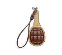 fztonk Elegante raqueta de tenis trenzada en miniatura para decoración de mochila, llavero de poliuretano, accesorio compacto para uso diario, llavero colgante de piel sintética, café, Talla única