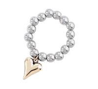 fztonk European Styles - Anillos ajustables de corazón con cuerda elástica y cuentas redondas, joyería para creadores de tendencias, anillos de oro ajustables, One Size, como se describe, como se