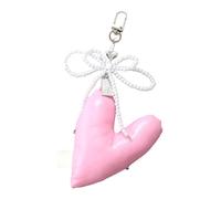 fztonk Llavero creativo con colgante de lazo para teléfono, llavero de moda, adorno de corazón acolchado, accesorio para mochila, accesorio para mujer, decoración de cuentas, a