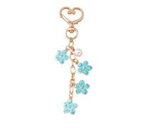 fztonk Llavero de metal con colgante de corazón floral, elegante monedero para teléfono, soporte único para mujer, decoración de bolsa de regalo, Hebilla de amor, azul