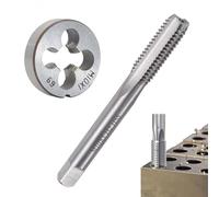 FZYCOM HSS Juego de Machos y Terrajas de Mano Derecha, Machos y Terrajas Métrica M10 X 1, Machos de Roscar y Terraja Redonda, Máquina Rosca Macho y Redondo Troquel Herramienta, Para Roscado Reparación