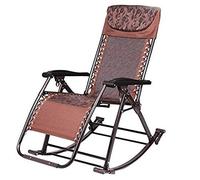 FZYE Silla mecedora plegable para exteriores, oficina, playa, jardín, terraza de gravedad cero con soporte de almohada, color marrón