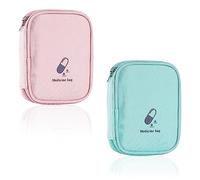 Fzyisw 2 Piezas Mini Vacío Botiquín de Primeros Auxilios, Bolsa de Medicina Portátil, Mini Kit Primeros Auxilios Viaje, Botiquin Viaje Pequeño para Aire Libre Camping Senderismo (Verde, Rosa)