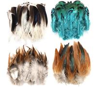 Fzyisw 200 Piezas 4 Estilos Plumas Decorativas, Plumas Naturales, Plumas Manualidades para DIY Atrapasueños Corona de Navidad Alas Artesanía Actividades Boda Decoración