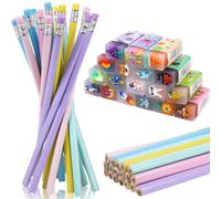 Fzyisw 36 Piezas Lápices Infantiles con Borrador, Regalos para Cumpleaños Infantiles, 18 Borradores Divertidos 18 Lápices, Gomas de Borrar Divertidas para Niños y Niñas, Útiles Escolares